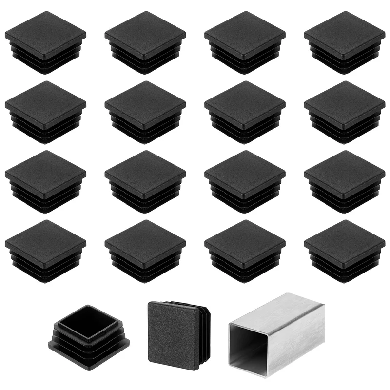 32Pcs 1 3/8" (35mm) Square Tubing End Caps Hole Plug Insert for Tubing Black
