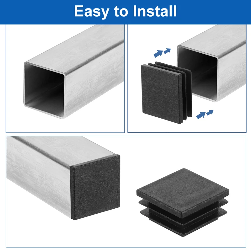 32Pcs 1 3/8" (35mm) Square Tubing End Caps Hole Plug Insert for Tubing Black