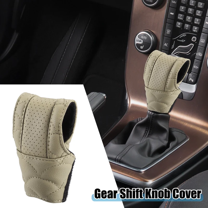 Car Shift Knob Cover Universal Vehicle Interior Shift Gear Cover Trim Beige