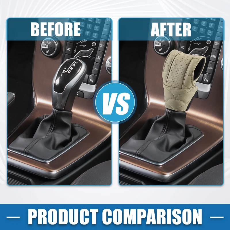 Car Shift Knob Cover Universal Vehicle Interior Shift Gear Cover Trim Beige