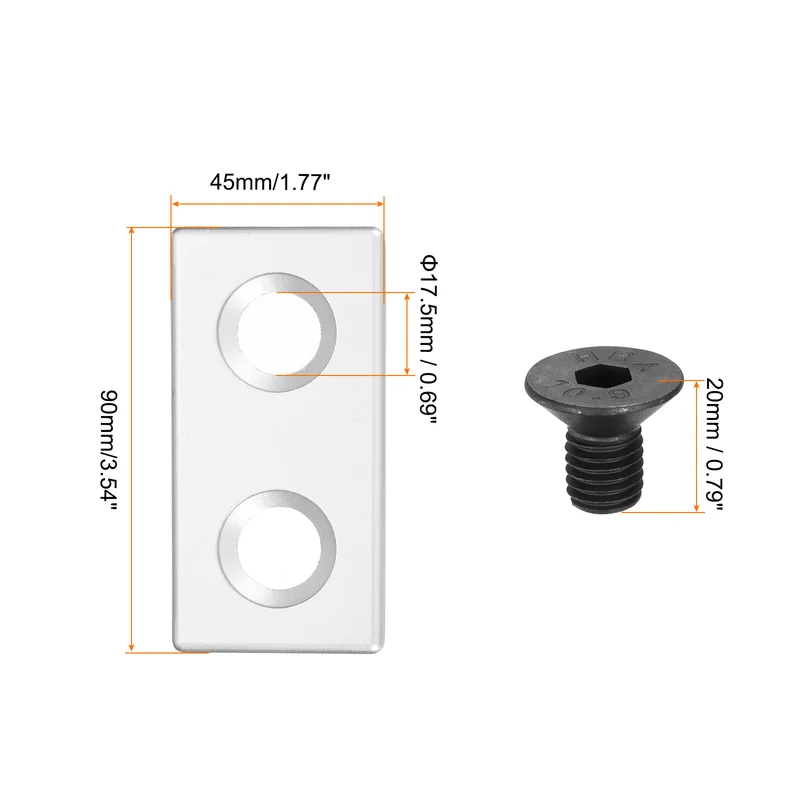 4Pcs 4590 EU Standard T-Slot 17.5mm Dia Aluminum Extrusion End Cap Silver
