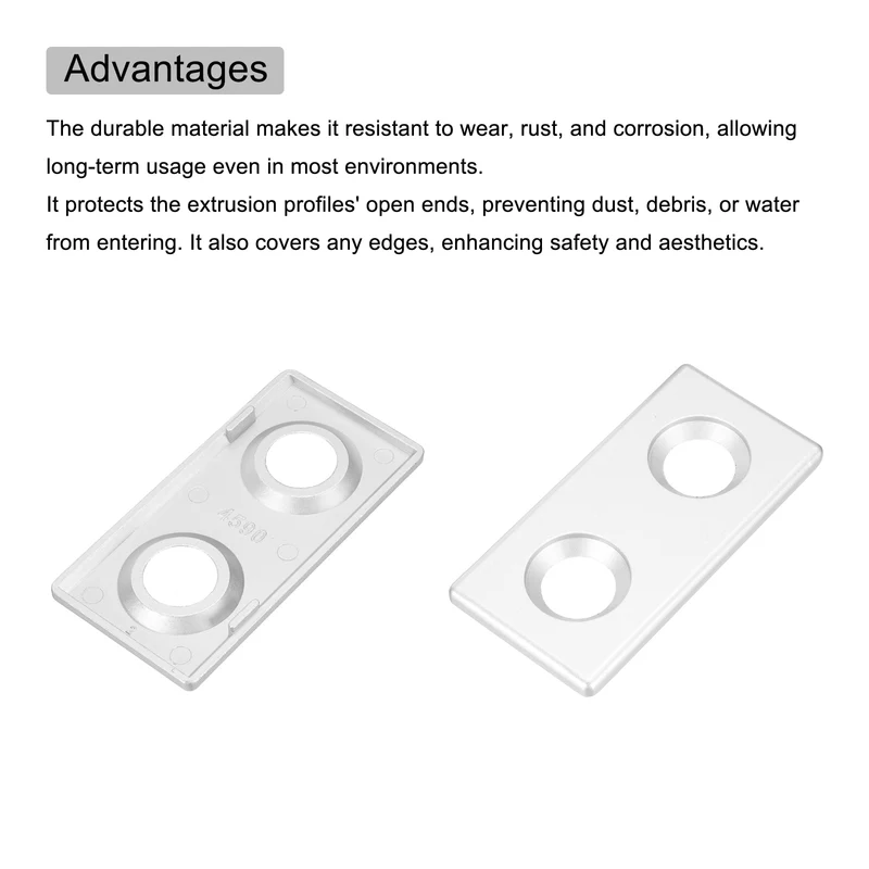 4Pcs 4590 EU Standard T-Slot 17.5mm Dia Aluminum Extrusion End Cap Silver