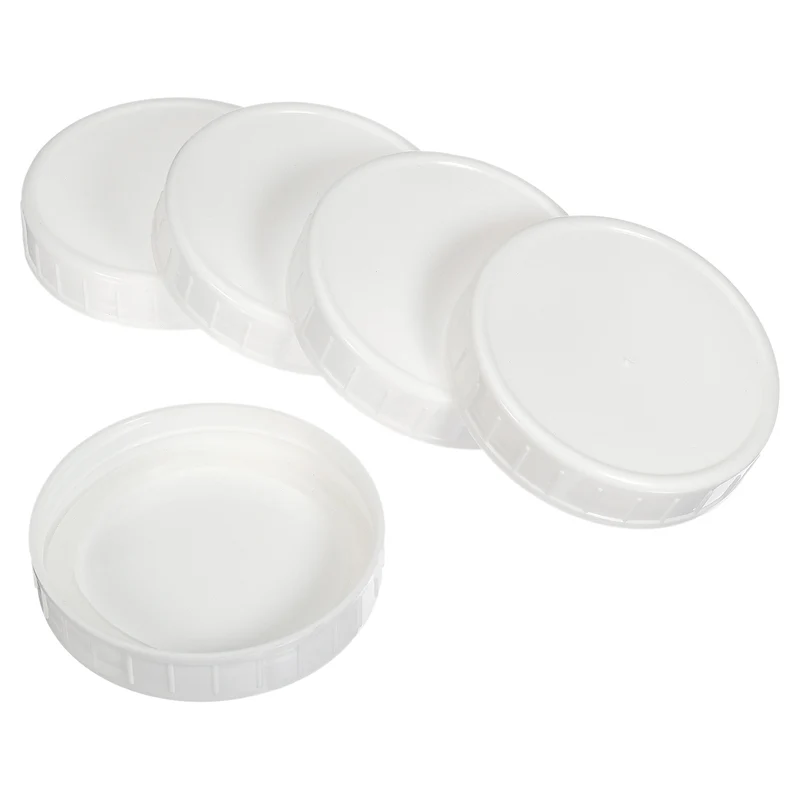 Wide Mouth Plastic Mason Jar Lids, Canning Jars Caps with Silicone Sealing Rings for Kitchen Storage