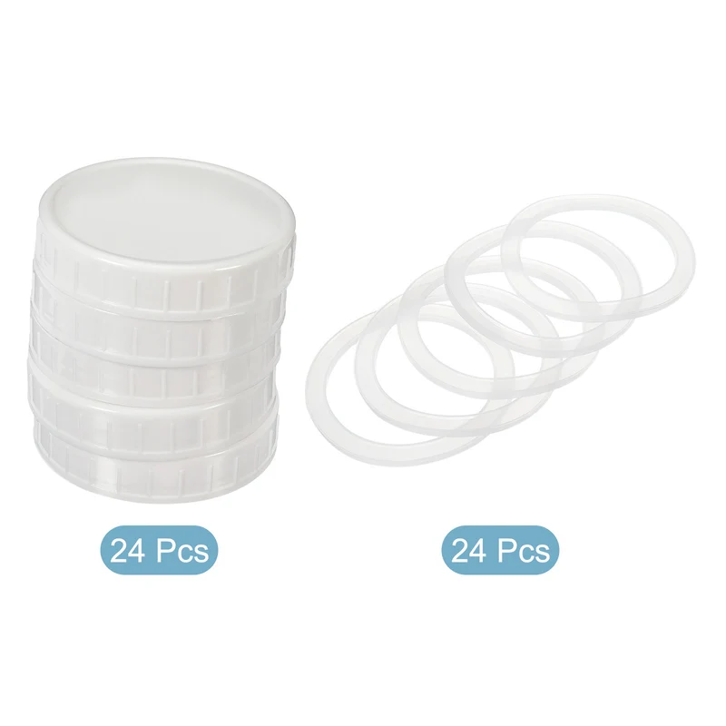 Wide Mouth Plastic Mason Jar Lids, Canning Jars Caps with Silicone Sealing Rings for Kitchen Storage