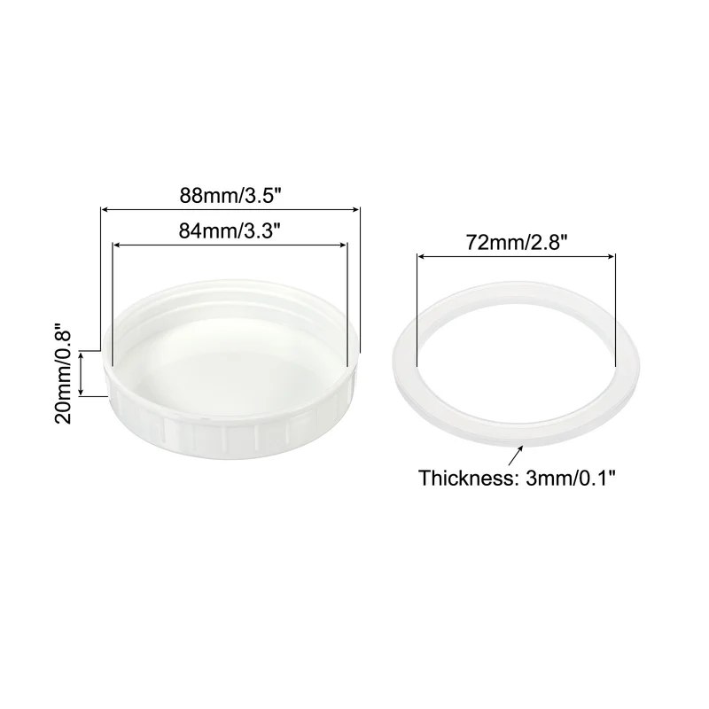 Wide Mouth Plastic Mason Jar Lids, Canning Jars Caps with Silicone Sealing Rings for Kitchen Storage