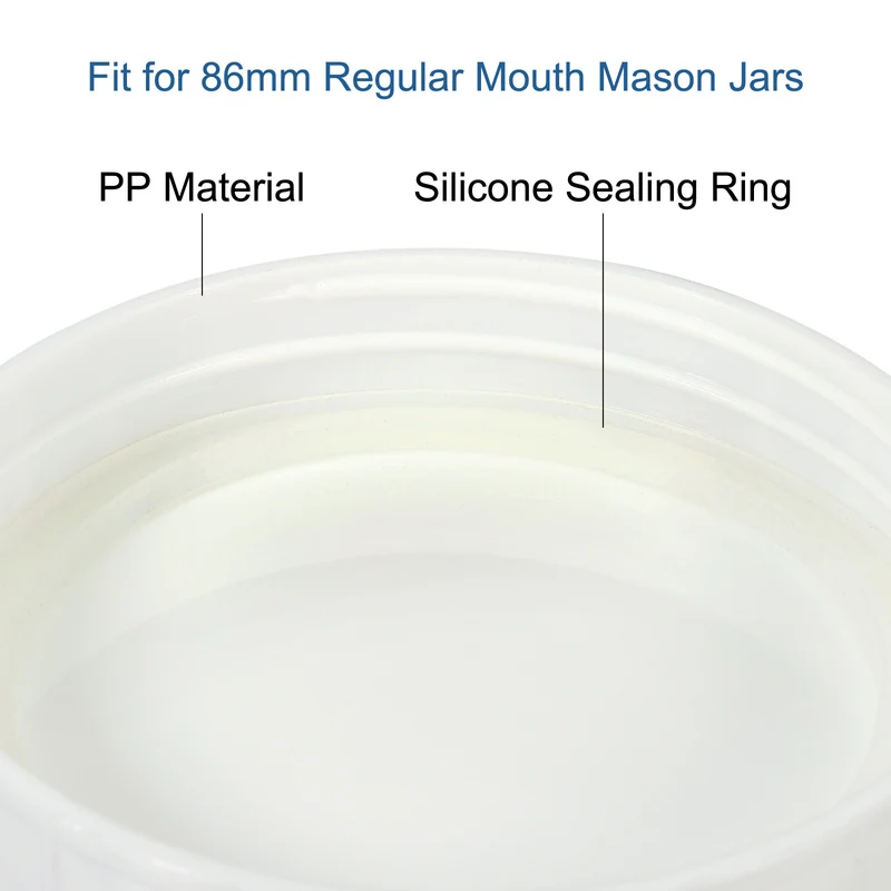 Wide Mouth Plastic Mason Jar Lids, Canning Jars Caps with Silicone Sealing Rings for Kitchen Storage