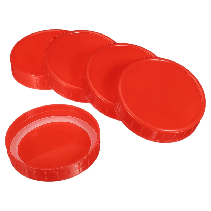 Wide Mouth Plastic Mason Jar Lids, Canning Jars Caps with Silicone Sealing Rings for Kitchen Storage