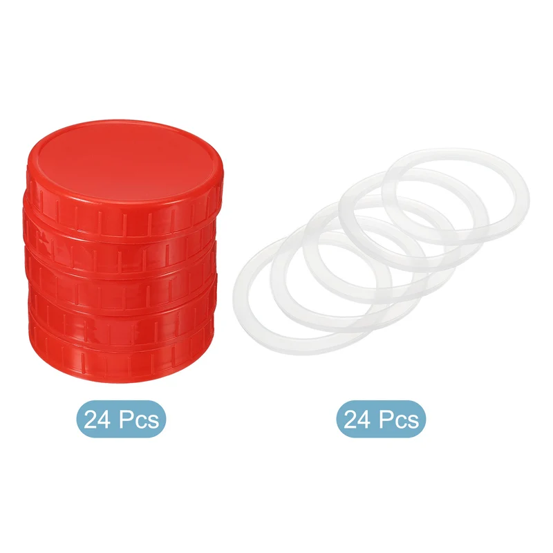 Wide Mouth Plastic Mason Jar Lids, Canning Jars Caps with Silicone Sealing Rings for Kitchen Storage