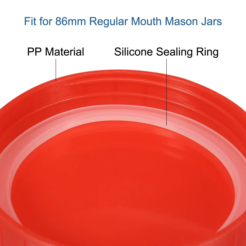 Wide Mouth Plastic Mason Jar Lids, Canning Jars Caps with Silicone Sealing Rings for Kitchen Storage