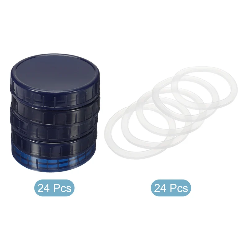 Wide Mouth Plastic Mason Jar Lids, Canning Jars Caps with Silicone Sealing Rings for Kitchen Storage