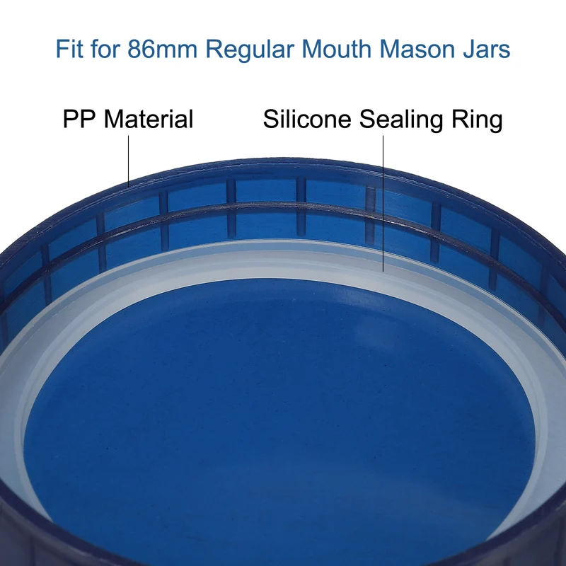 Wide Mouth Plastic Mason Jar Lids, Canning Jars Caps with Silicone Sealing Rings for Kitchen Storage