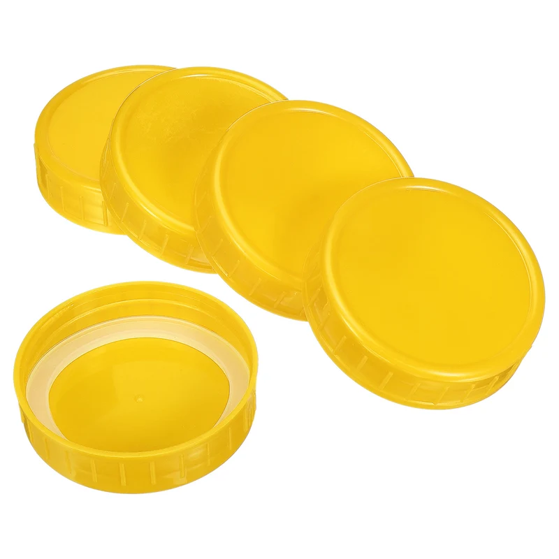 Regular Mouth Plastic Mason Jar Lids, Canning Jars Caps with Silicone Sealing Rings for Kitchen Storage
