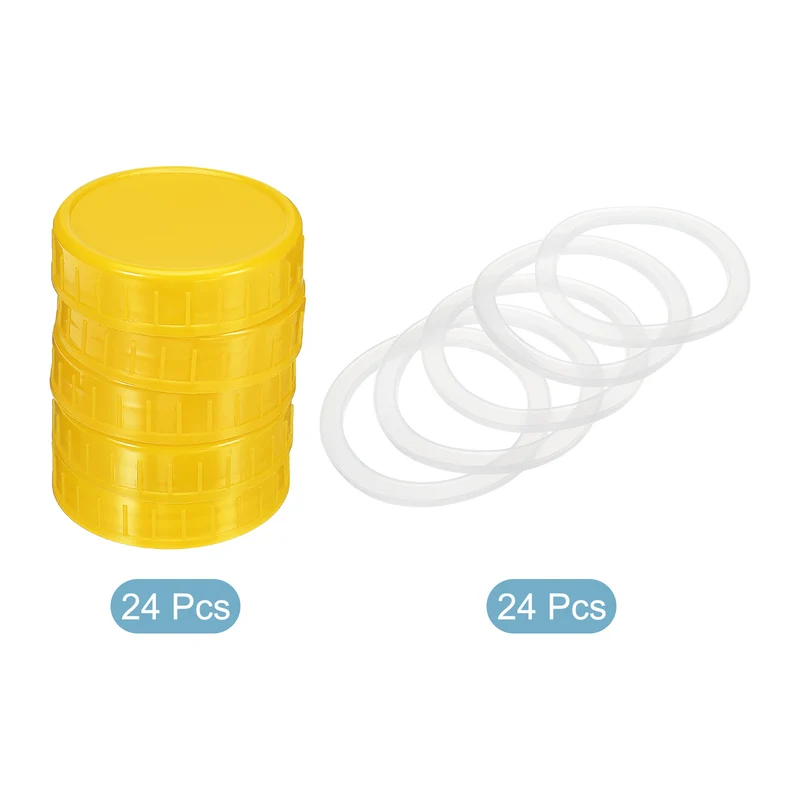 Regular Mouth Plastic Mason Jar Lids, Canning Jars Caps with Silicone Sealing Rings for Kitchen Storage