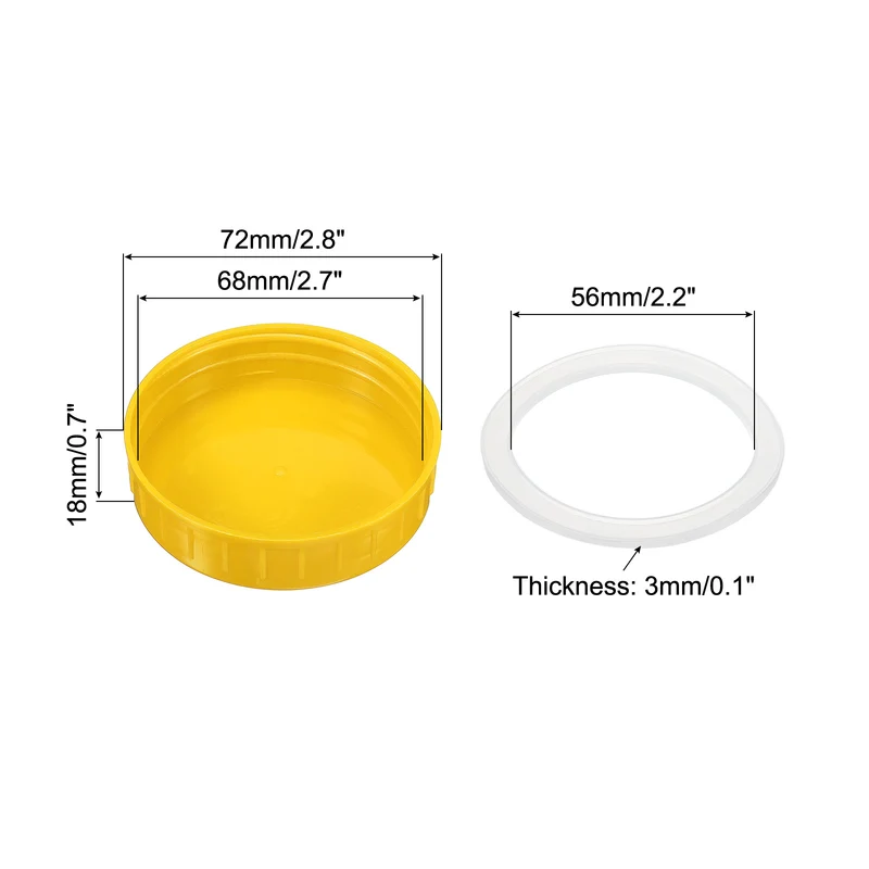 Regular Mouth Plastic Mason Jar Lids, Canning Jars Caps with Silicone Sealing Rings for Kitchen Storage