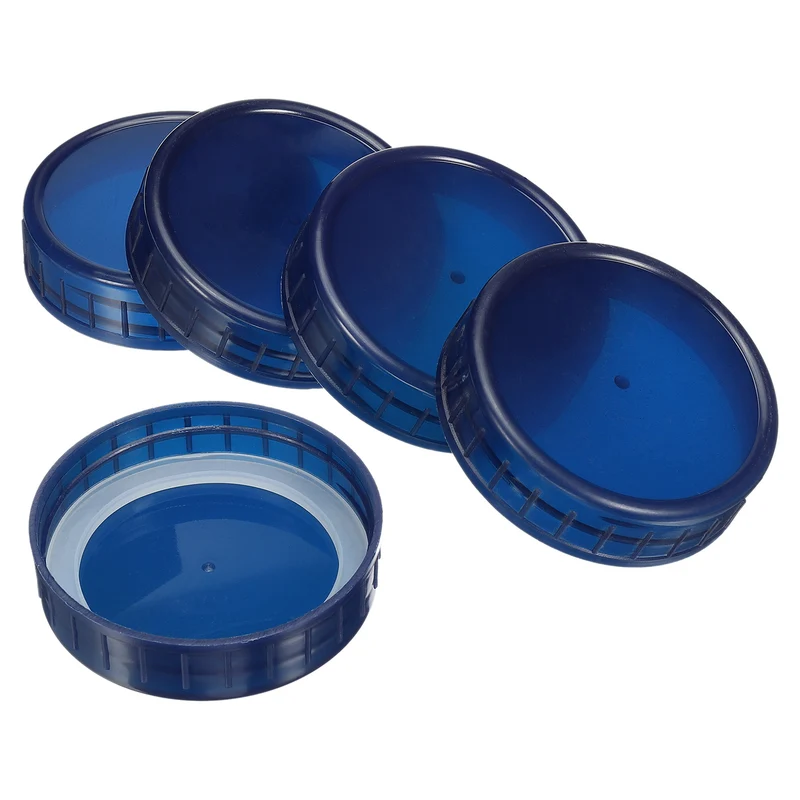 Regular Mouth Plastic Mason Jar Lids, Canning Jars Caps with Silicone Sealing Rings for Kitchen Storage