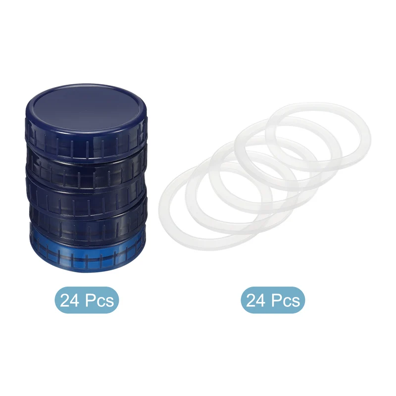 Regular Mouth Plastic Mason Jar Lids, Canning Jars Caps with Silicone Sealing Rings for Kitchen Storage