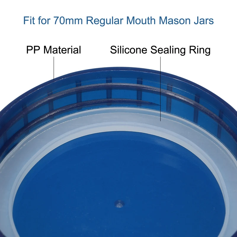 Regular Mouth Plastic Mason Jar Lids, Canning Jars Caps with Silicone Sealing Rings for Kitchen Storage