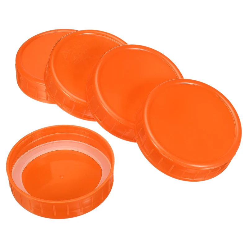 Regular Mouth Plastic Mason Jar Lids, Canning Jars Caps with Silicone Sealing Rings for Kitchen Storage