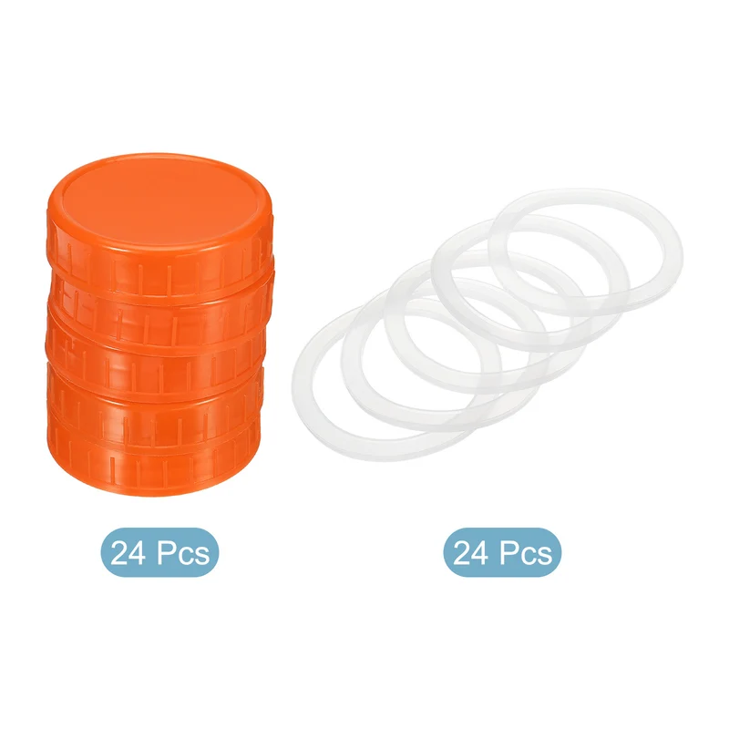 Regular Mouth Plastic Mason Jar Lids, Canning Jars Caps with Silicone Sealing Rings for Kitchen Storage