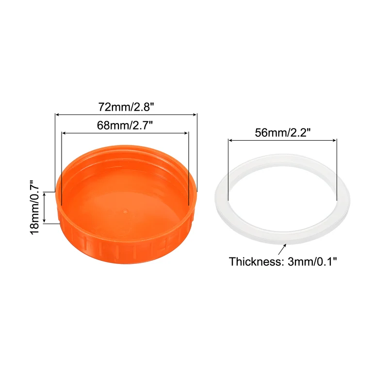 Regular Mouth Plastic Mason Jar Lids, Canning Jars Caps with Silicone Sealing Rings for Kitchen Storage
