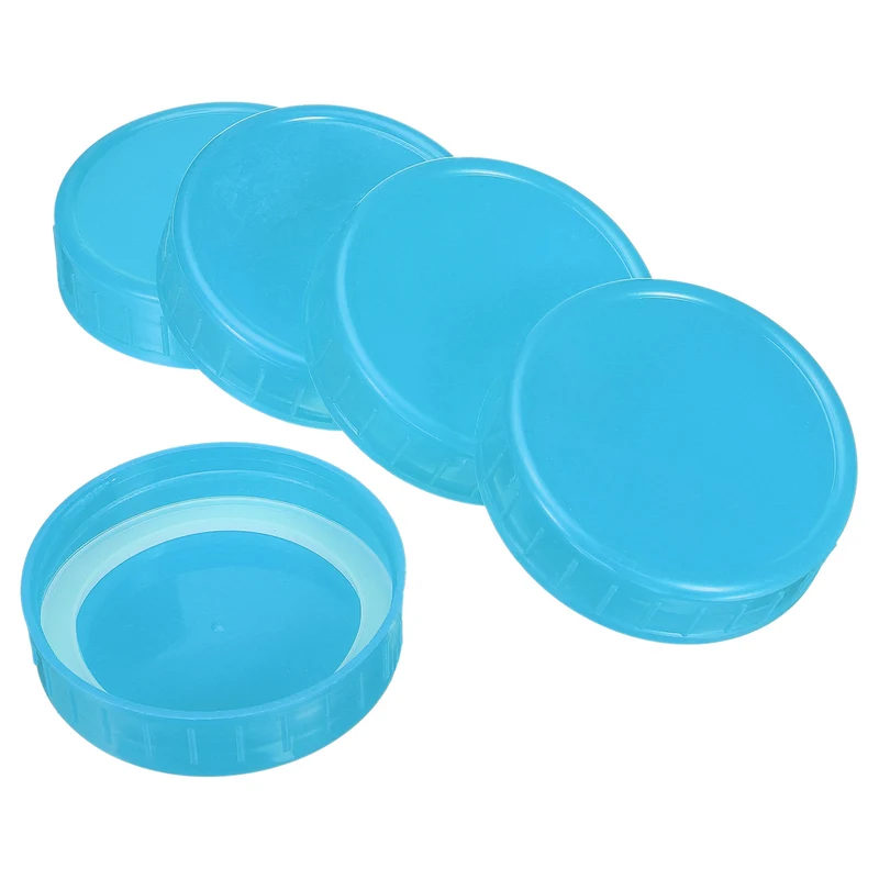 Regular Mouth Plastic Mason Jar Lids, Canning Jars Caps with Silicone Sealing Rings for Kitchen Storage