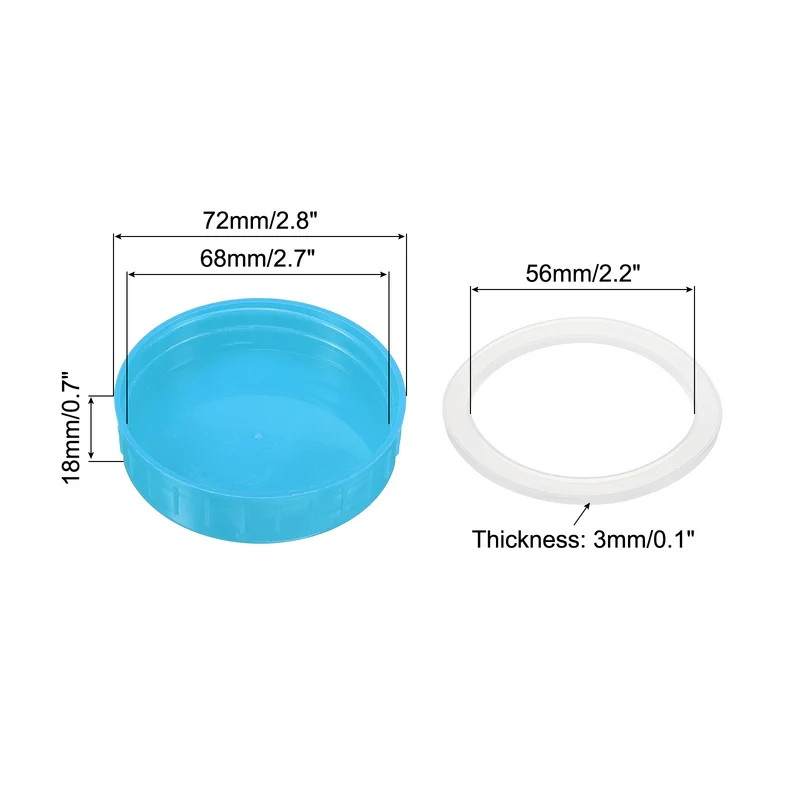 Regular Mouth Plastic Mason Jar Lids, Canning Jars Caps with Silicone Sealing Rings for Kitchen Storage