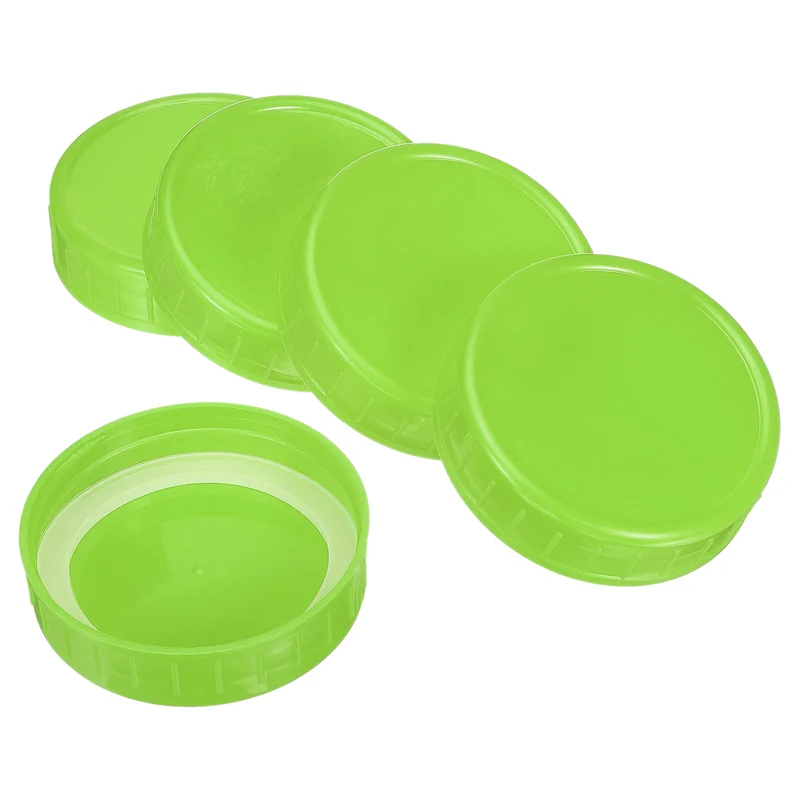 Regular Mouth Plastic Mason Jar Lids, Canning Jars Caps with Silicone Sealing Rings for Kitchen Storage