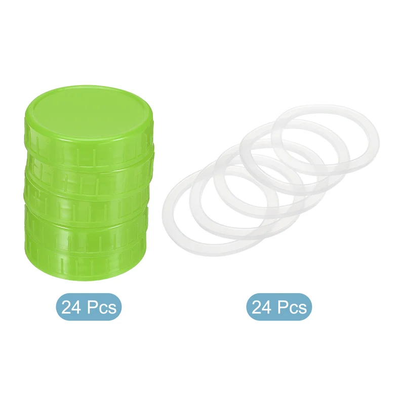 Regular Mouth Plastic Mason Jar Lids, Canning Jars Caps with Silicone Sealing Rings for Kitchen Storage