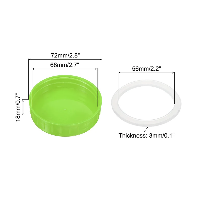 Regular Mouth Plastic Mason Jar Lids, Canning Jars Caps with Silicone Sealing Rings for Kitchen Storage