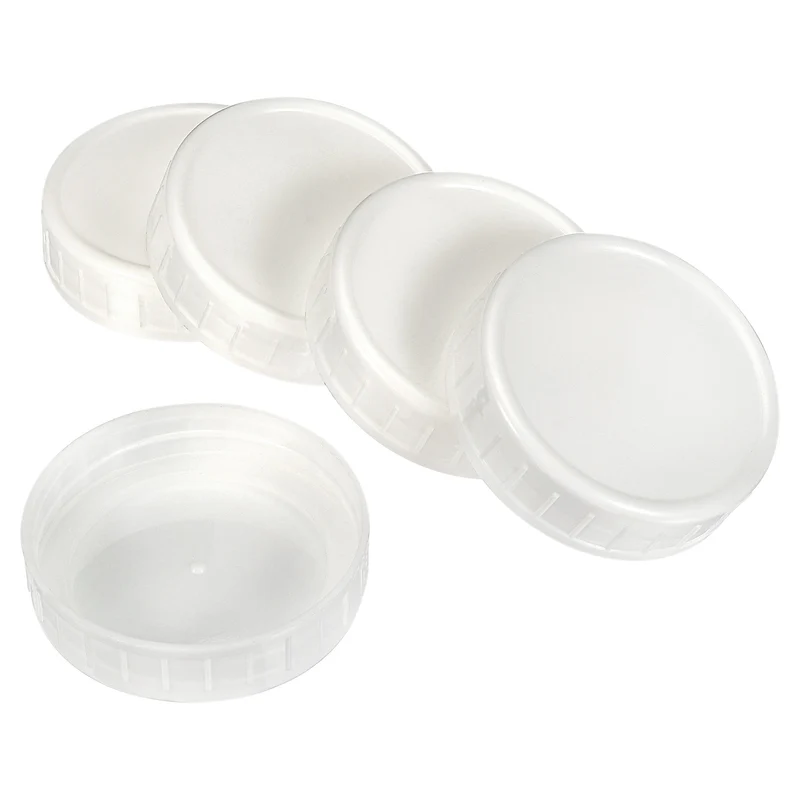 Regular Mouth Plastic Mason Jar Lids, Canning Jars Caps with Silicone Sealing Rings for Kitchen Storage