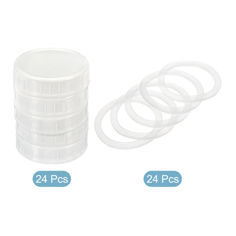 Regular Mouth Plastic Mason Jar Lids, Canning Jars Caps with Silicone Sealing Rings for Kitchen Storage
