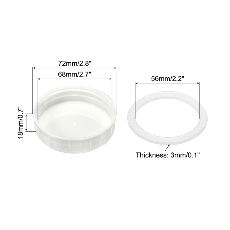 Regular Mouth Plastic Mason Jar Lids, Canning Jars Caps with Silicone Sealing Rings for Kitchen Storage