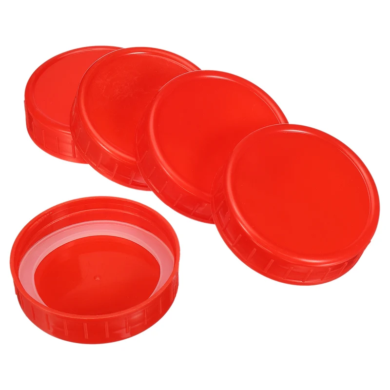 Regular Mouth Plastic Mason Jar Lids, Canning Jars Caps with Silicone Sealing Rings for Kitchen Storage