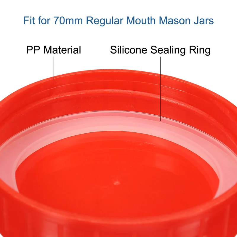 Regular Mouth Plastic Mason Jar Lids, Canning Jars Caps with Silicone Sealing Rings for Kitchen Storage