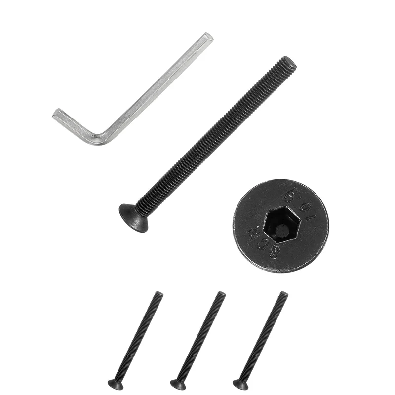 M8x100 mm Flat Head Socket Cap Screws, 4 Pcs Bolt with Hex Spanner, Black
