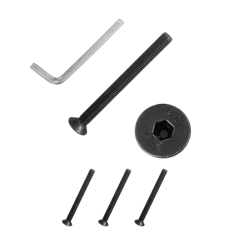 M8x90 mm Flat Head Socket Cap Screws, 4 Pcs Bolt with Hex Spanner, Black