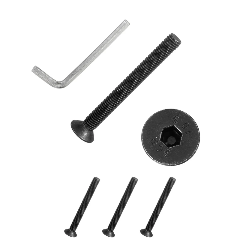 M8x75 mm Flat Head Socket Cap Screws, 4 Pcs Bolt with Hex Spanner, Black