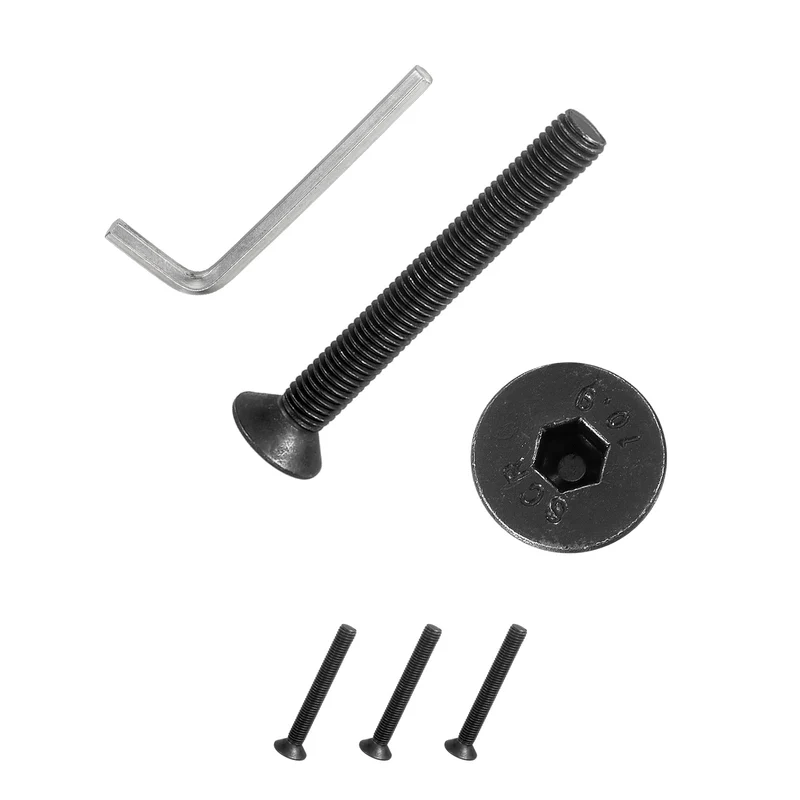 M8x65 mm Flat Head Socket Cap Screws, 4 Pcs Bolt with Hex Spanner, Black
