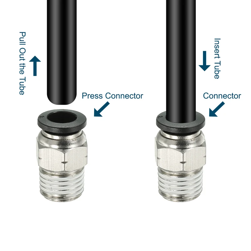 4Pcs Pneumatic Push to Connect Air Fittings 8mm x 1/4" NPT Male Thread Silver