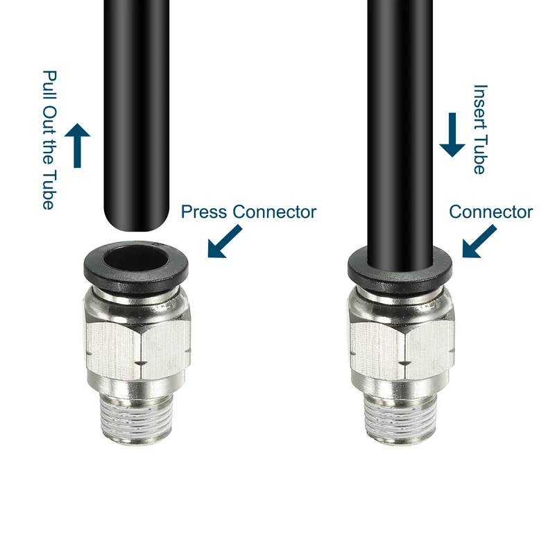 2Pcs Pneumatic Push to Connect Air Fittings 8mm x 1/8" NPT Male Thread Silver