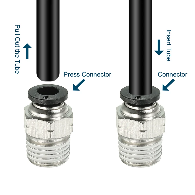 6Pcs Pneumatic Push to Connect Air Fittings 6mm x 1/4" NPT Male Thread Silver