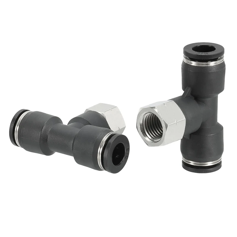 2Pcs Female Branch Tee 3/8" Tube OD x 1/4FNPT Thread Push to Connect Fittings