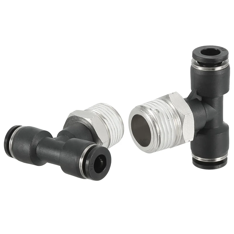 2Pcs Male Branch Tee 1/4" Tube OD x 3/8MNPT Thread Push to Connect Fittings