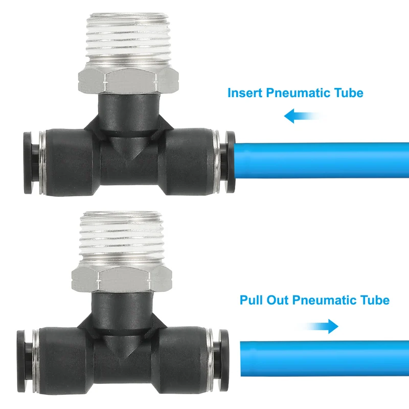 2Pcs Male Branch Tee 1/4" Tube OD x 3/8MNPT Thread Push to Connect Fittings