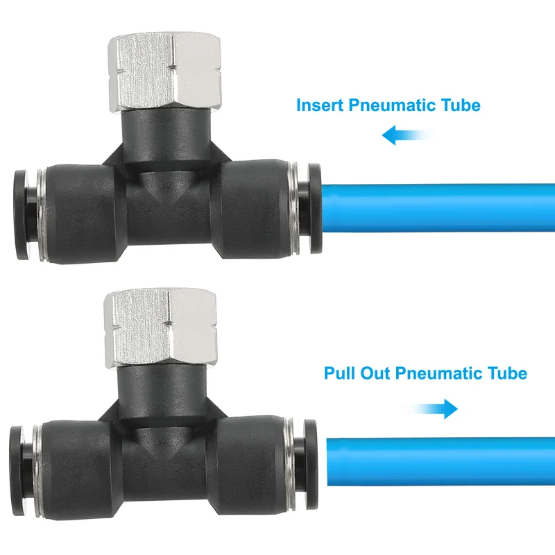 5Pcs Female Branch Tee 1/4" Tube OD x 1/8FNPT Thread Push to Connect Fittings