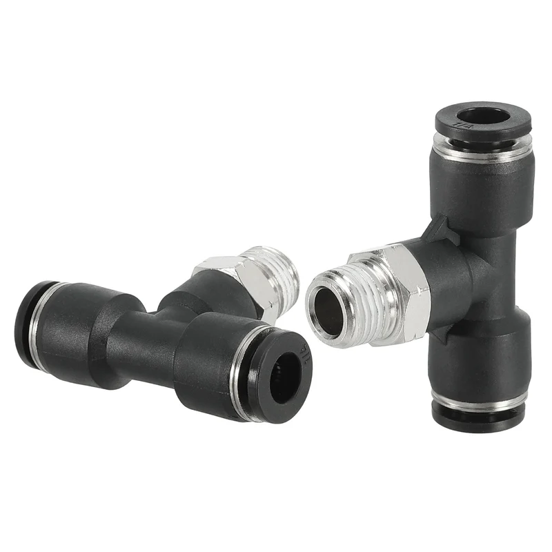 2Pcs Male Branch Tee 1/4" Tube OD x 1/8MNPT Thread Push to Connect Fittings