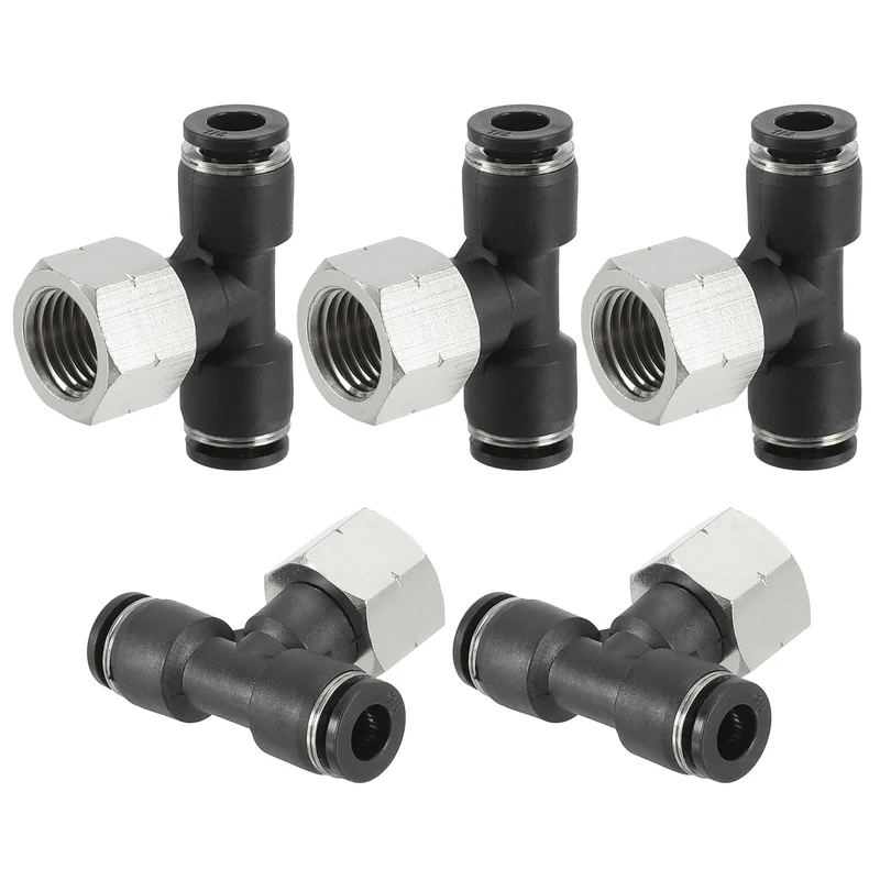 5Pcs Female Branch Tee 1/4" Tube OD x 1/4FNPT Thread Push to Connect Fittings