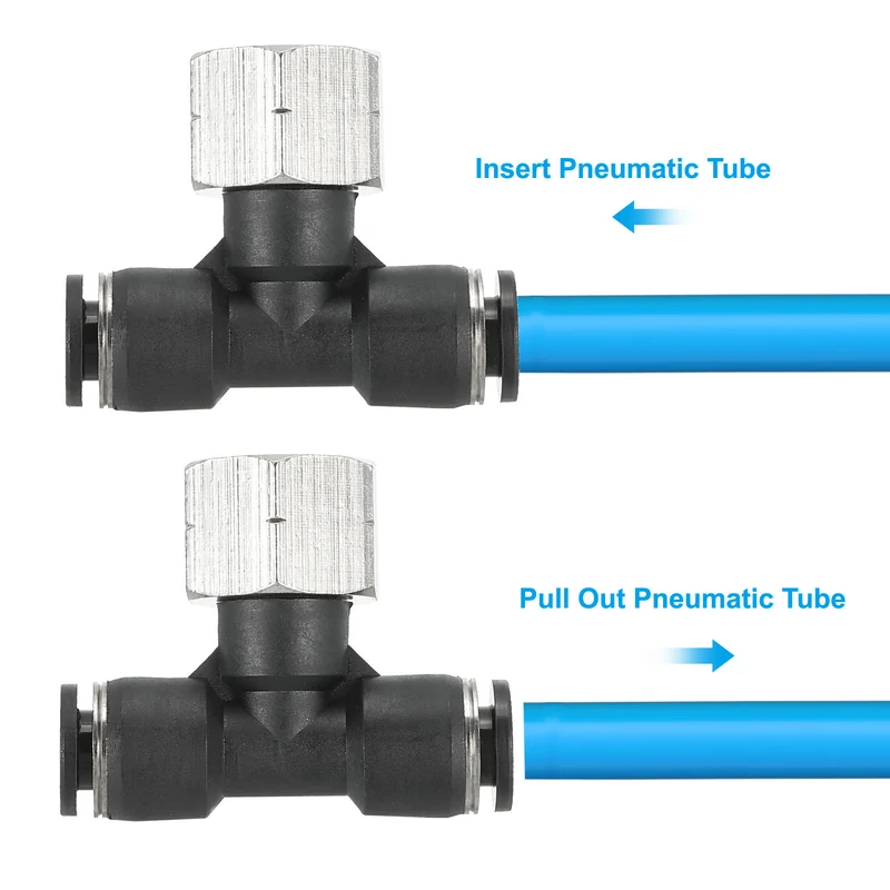 5Pcs Female Branch Tee 1/4" Tube OD x 1/4FNPT Thread Push to Connect Fittings