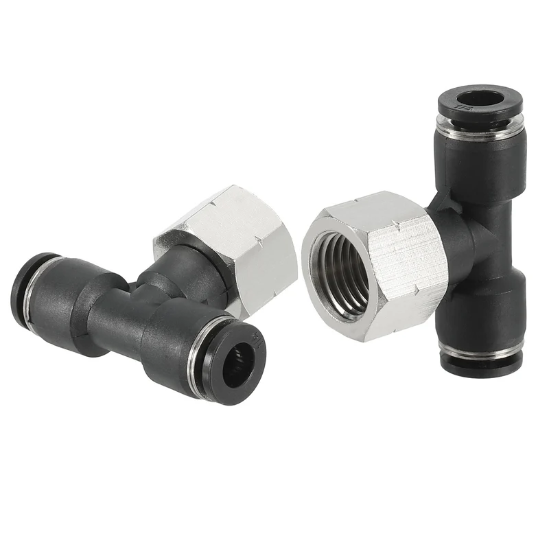 2Pcs Female Branch Tee 1/4" Tube OD x 1/4FNPT Thread Push to Connect Fittings