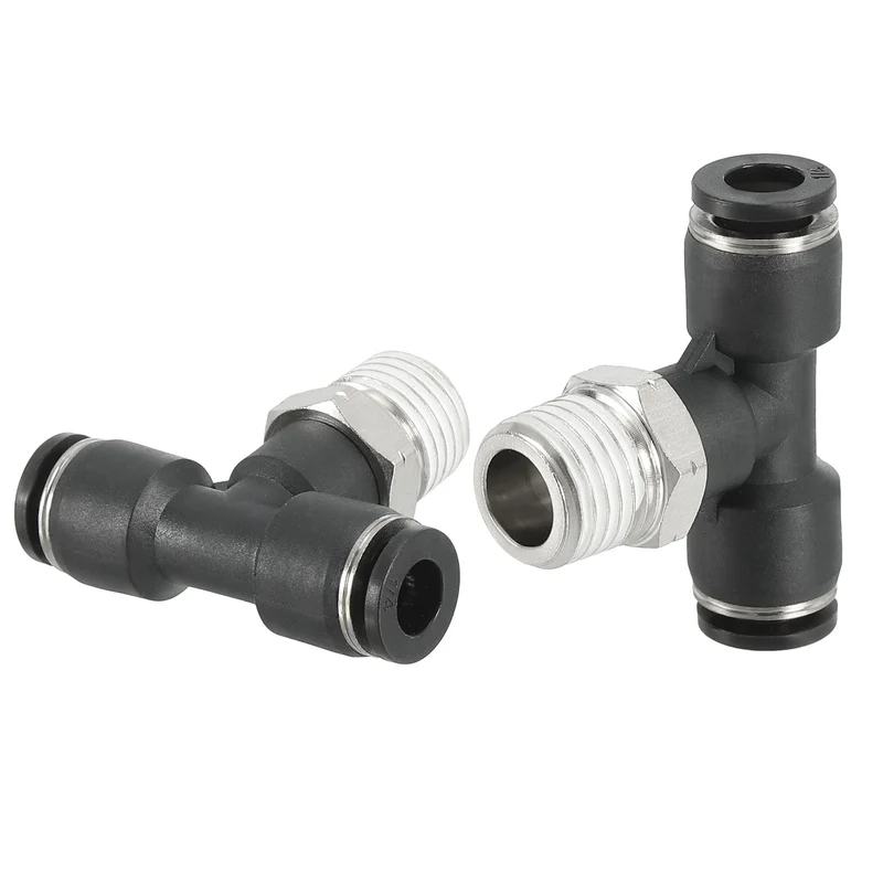 2Pcs Male Branch Tee 1/4" Tube OD x 1/4MNPT Thread Push to Connect Fitting